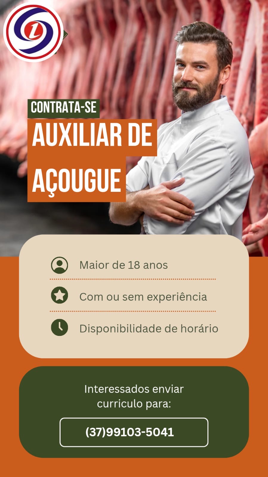 Arte da vaga AUXILIAR DE AÇOUGUE