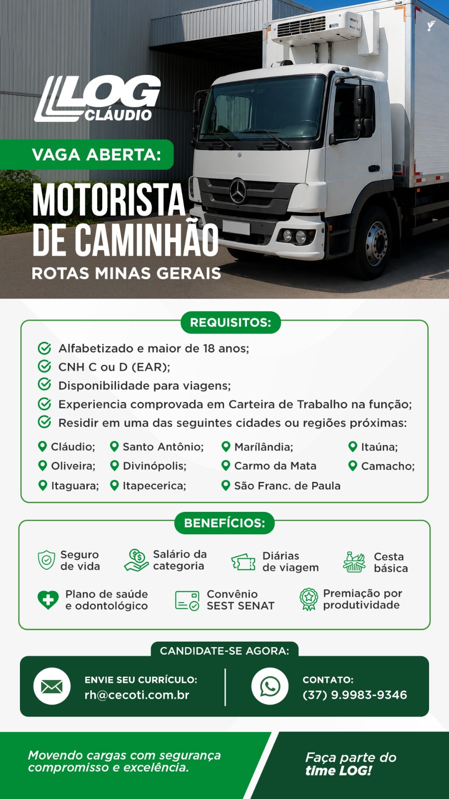 Arte da vaga MOTORISTA E AJUDANTES