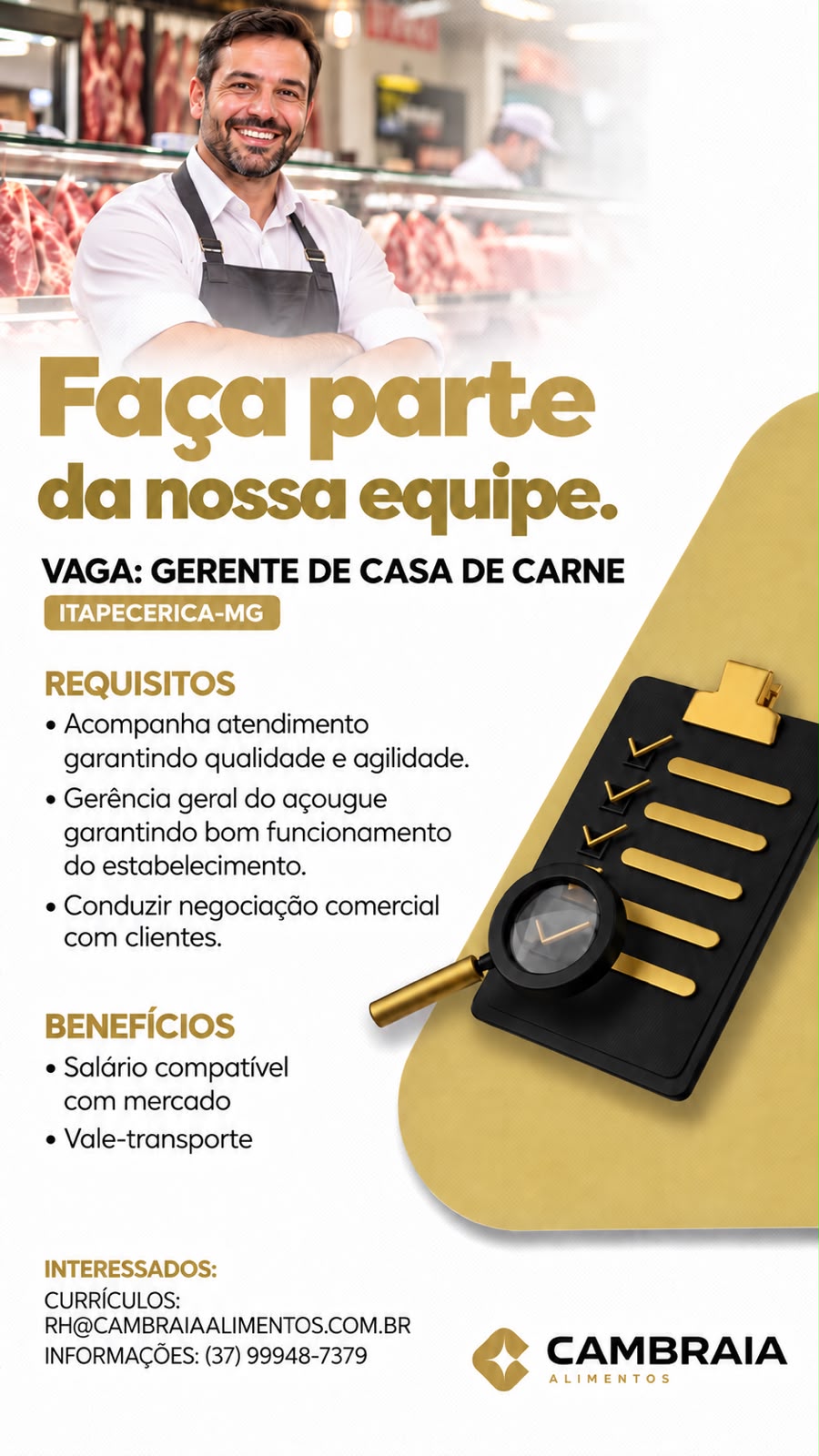 Arte da vaga GERENTE DE CASA DE CARNE
